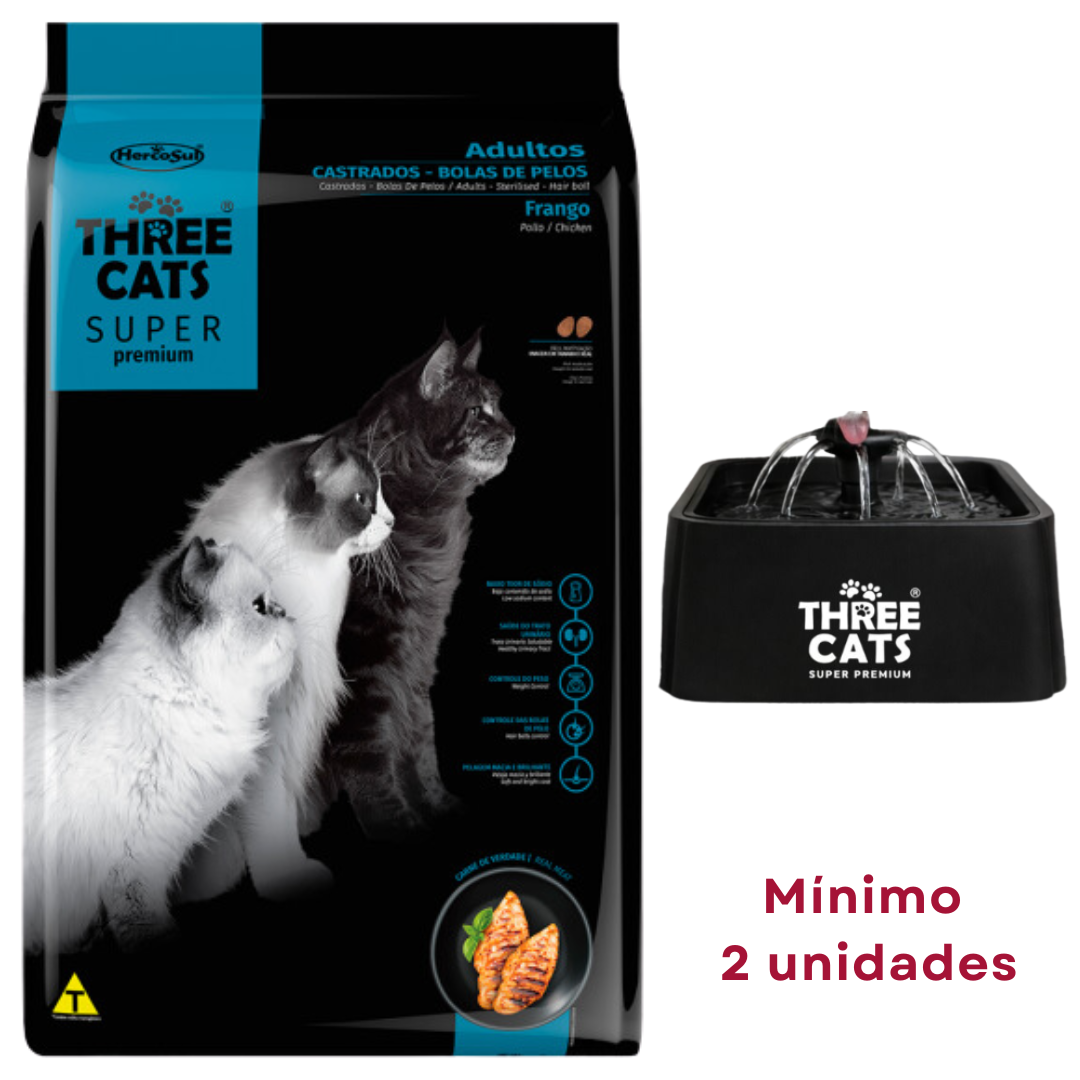 Three Cats Gato Castrado Pollo - Bola de Pelo 10,1 kg